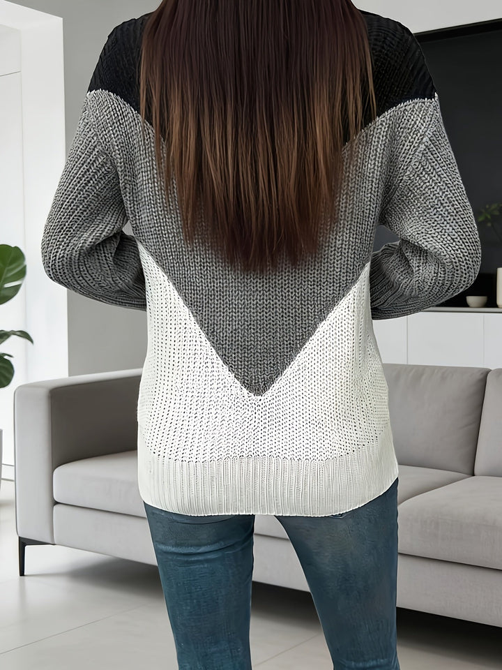Velira – pull zippé en tricot bicolore