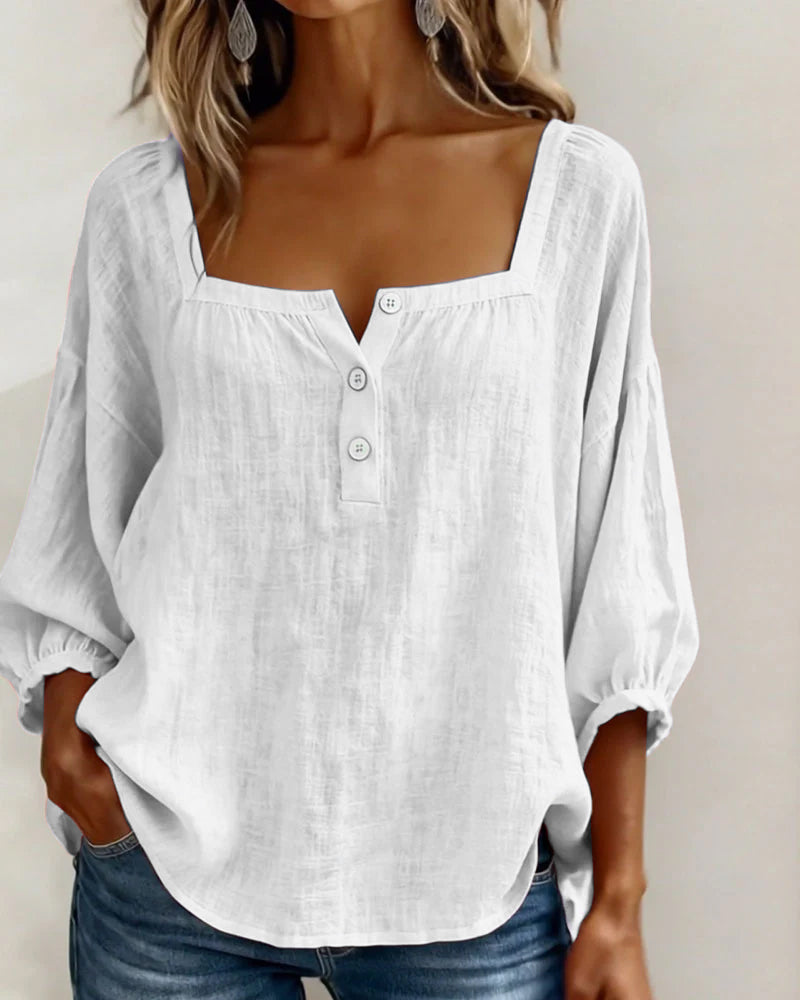 Sivara – décolleté carré en mélange coton-lin, blouse