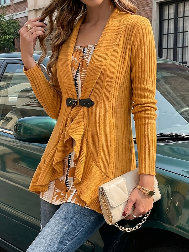 Zelara – Ensemble deux pièces en maille côtelée, blouse longue