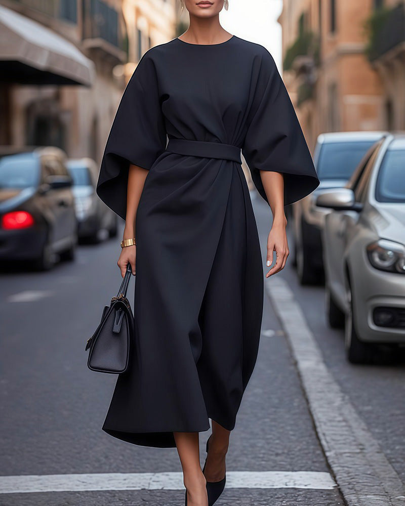 Mireva – Robe tissée à manches lanterne
