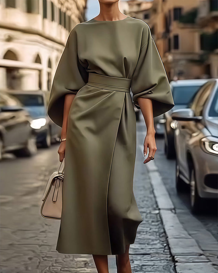Mireva – Robe tissée à manches lanterne