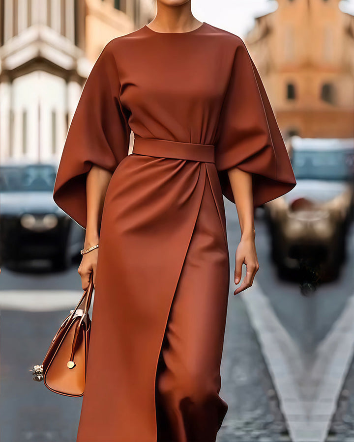 Mireva – Robe tissée à manches lanterne