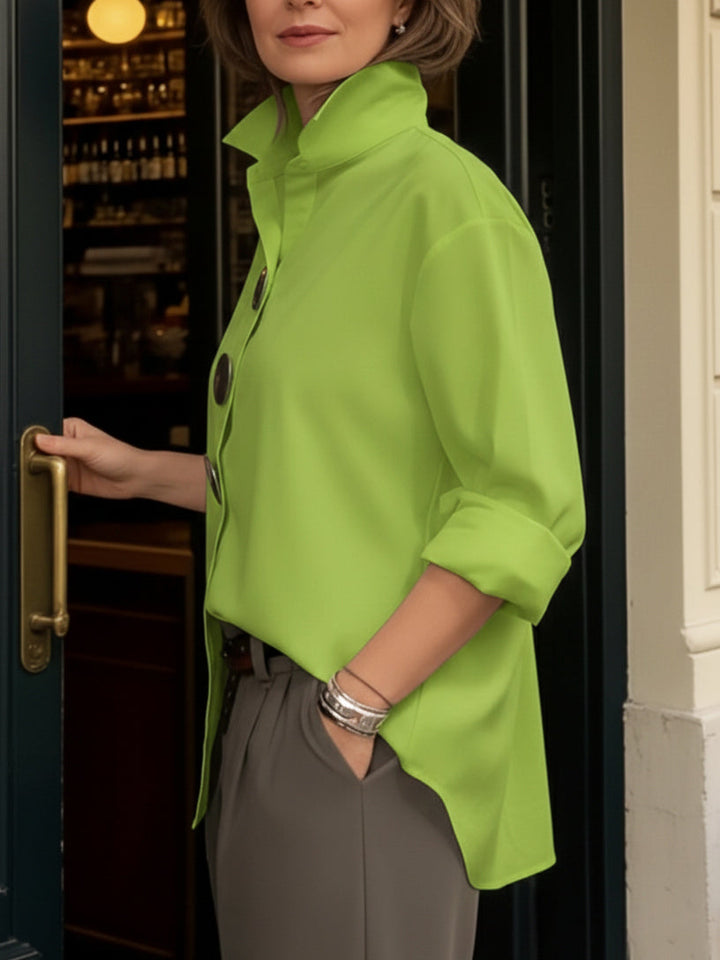 Avenya – Col montant en coton-lin, blouse