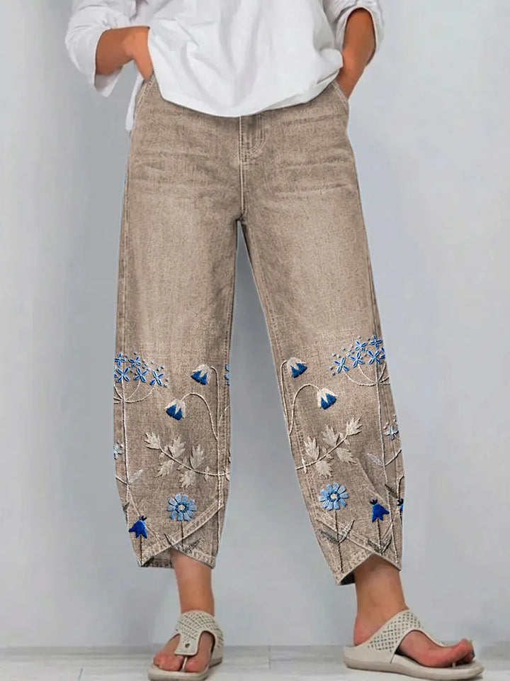 Anvera – pantalon en coton brodé