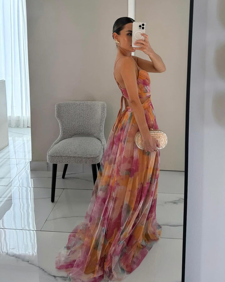 Sevira – Taille empire en mousseline, robe maxi