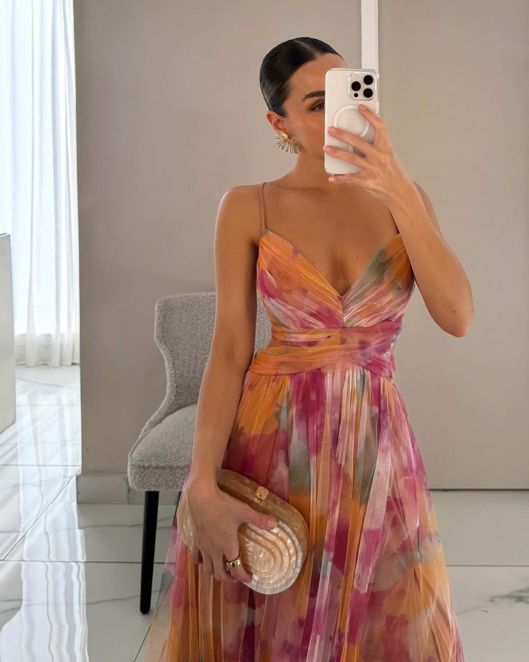 Sevira – Taille empire en mousseline, robe maxi