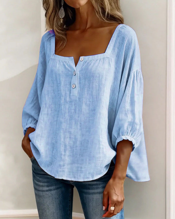 Sivara – décolleté carré en mélange coton-lin, blouse