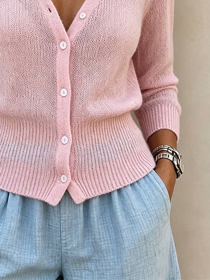 Seniva – cardigan en coton à col V