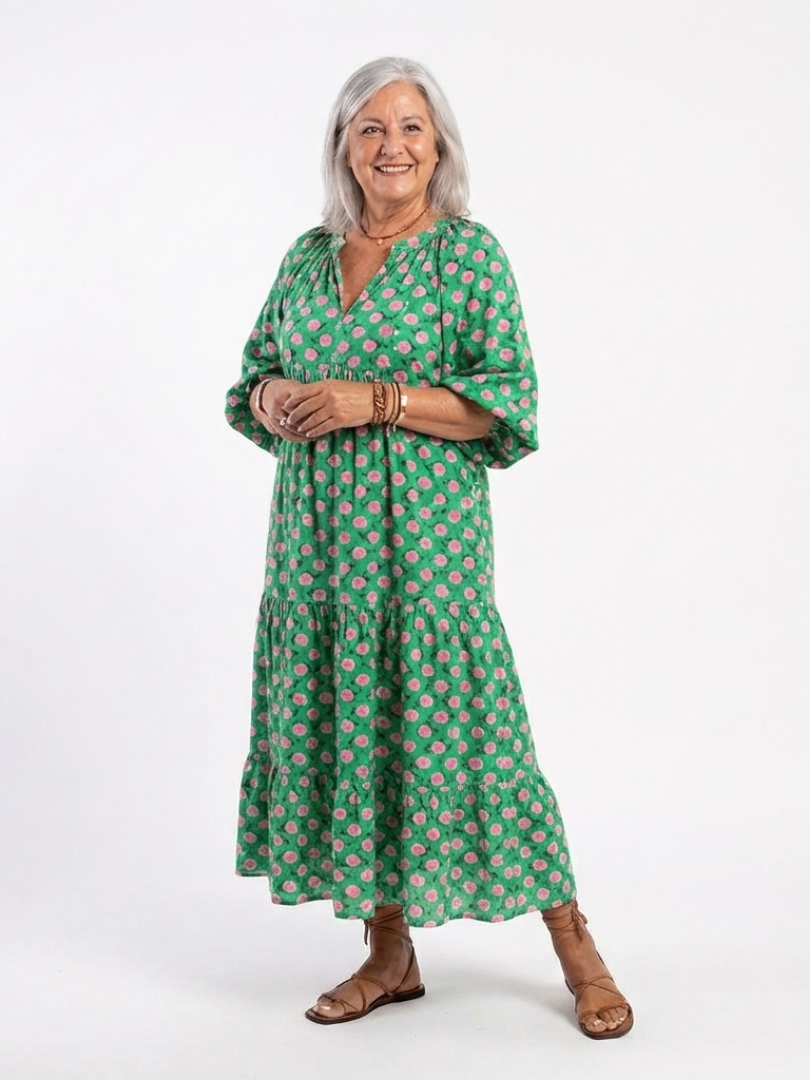 Kelora – Robe midi à imprimé floral à étages