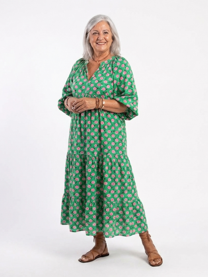Kelora – Robe midi à imprimé floral à étages