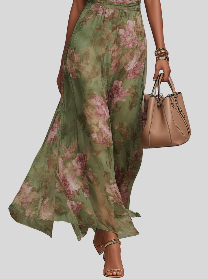 Nivara – Robe à encolure américaine à fleurs