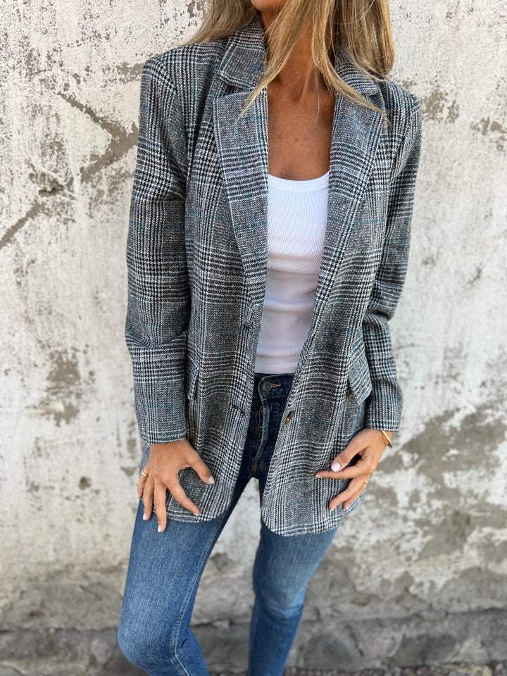 Vesara – blazer à carreaux à revers crantés
