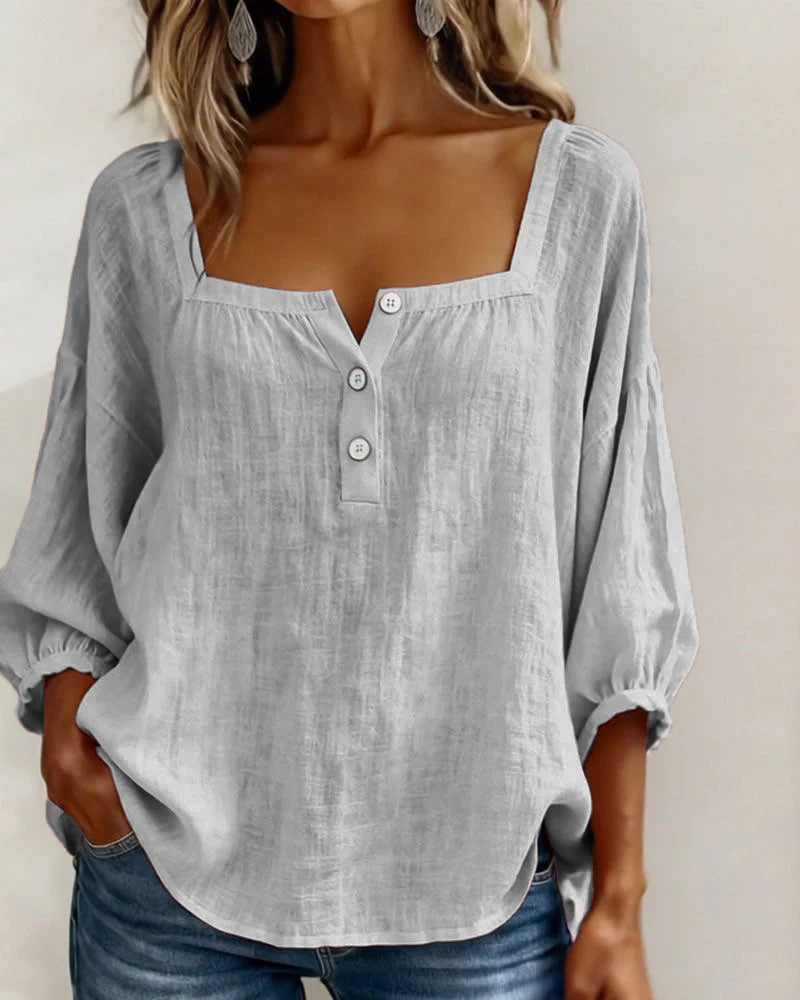 Sivara – décolleté carré en mélange coton-lin, blouse