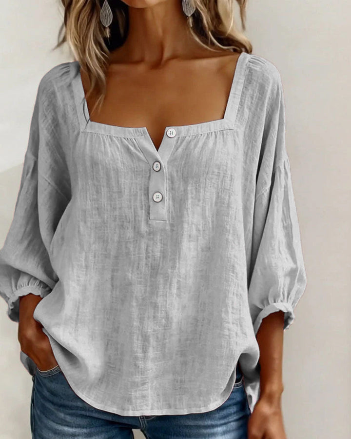 Sivara – décolleté carré en mélange coton-lin, blouse