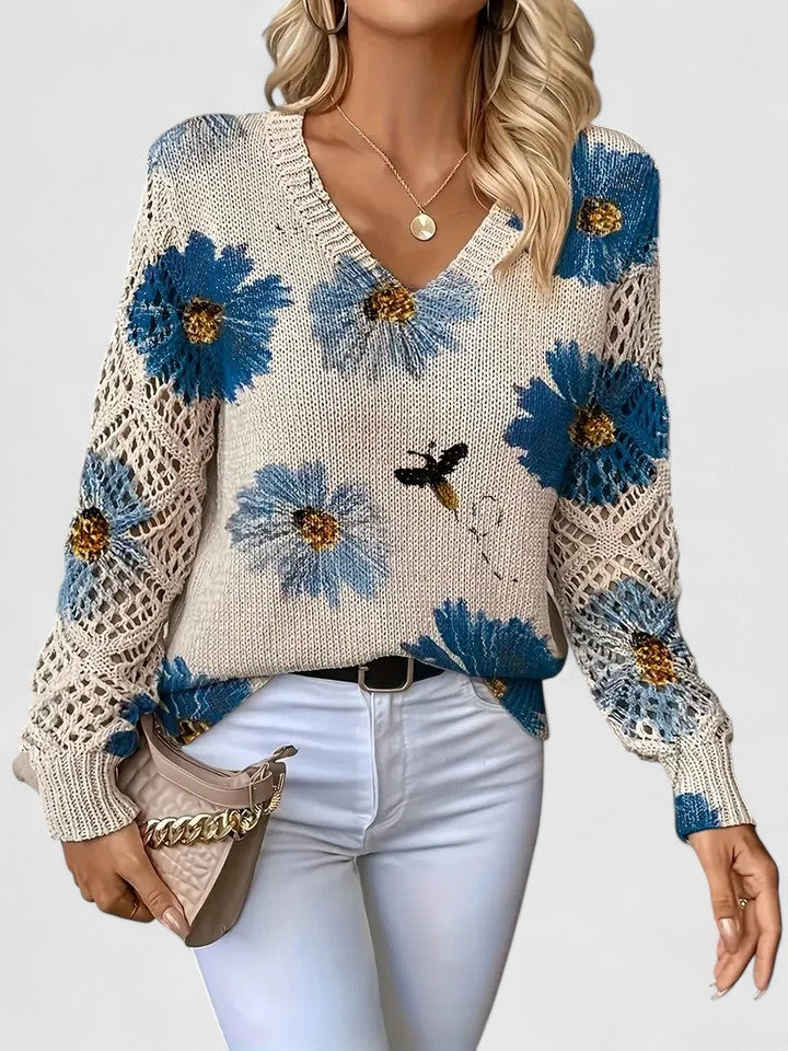 Rivena – pull col V en maille fine