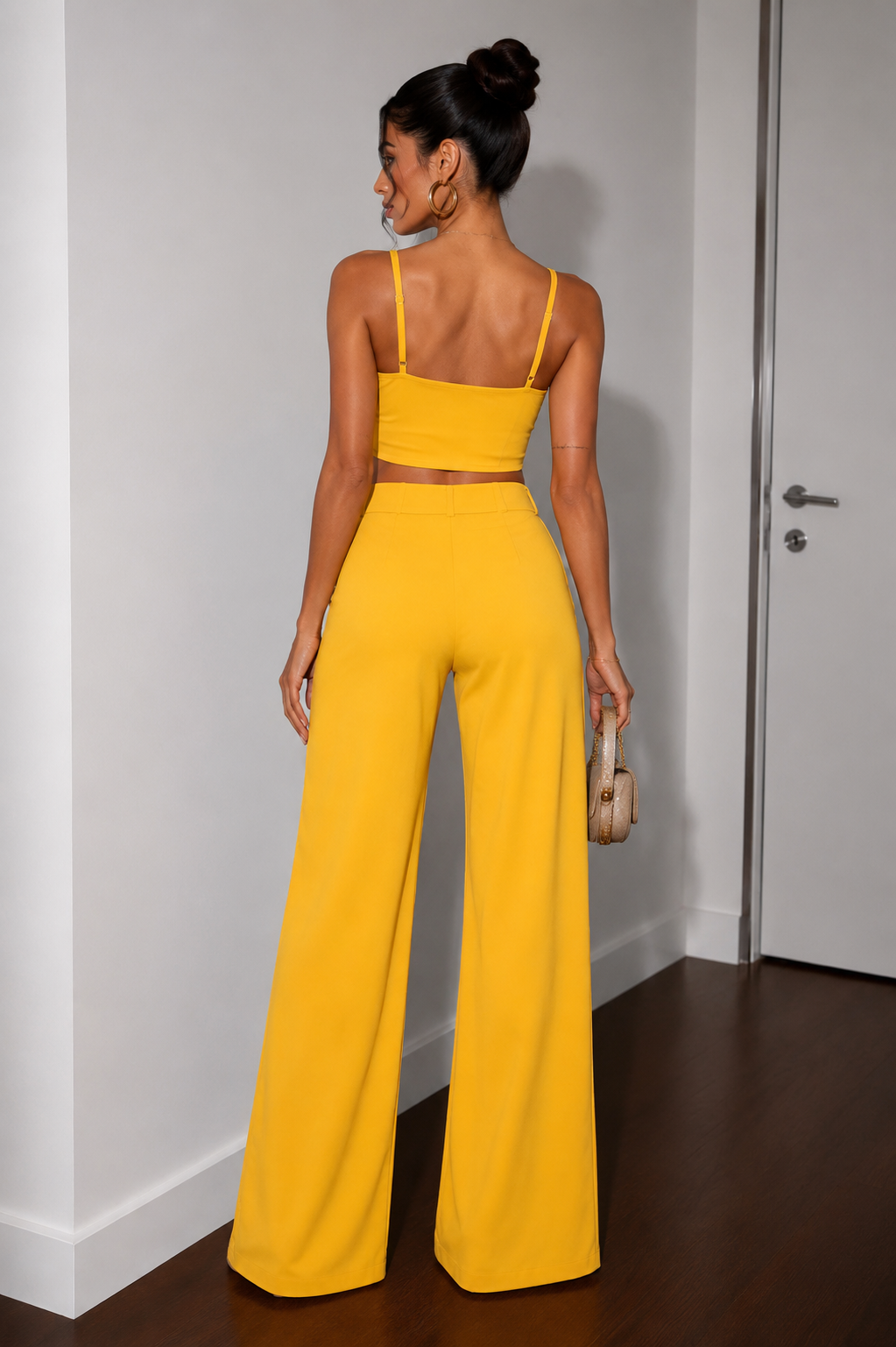 Alyra – drapé, ceinture à nouer, ensemble pantalon palazzo