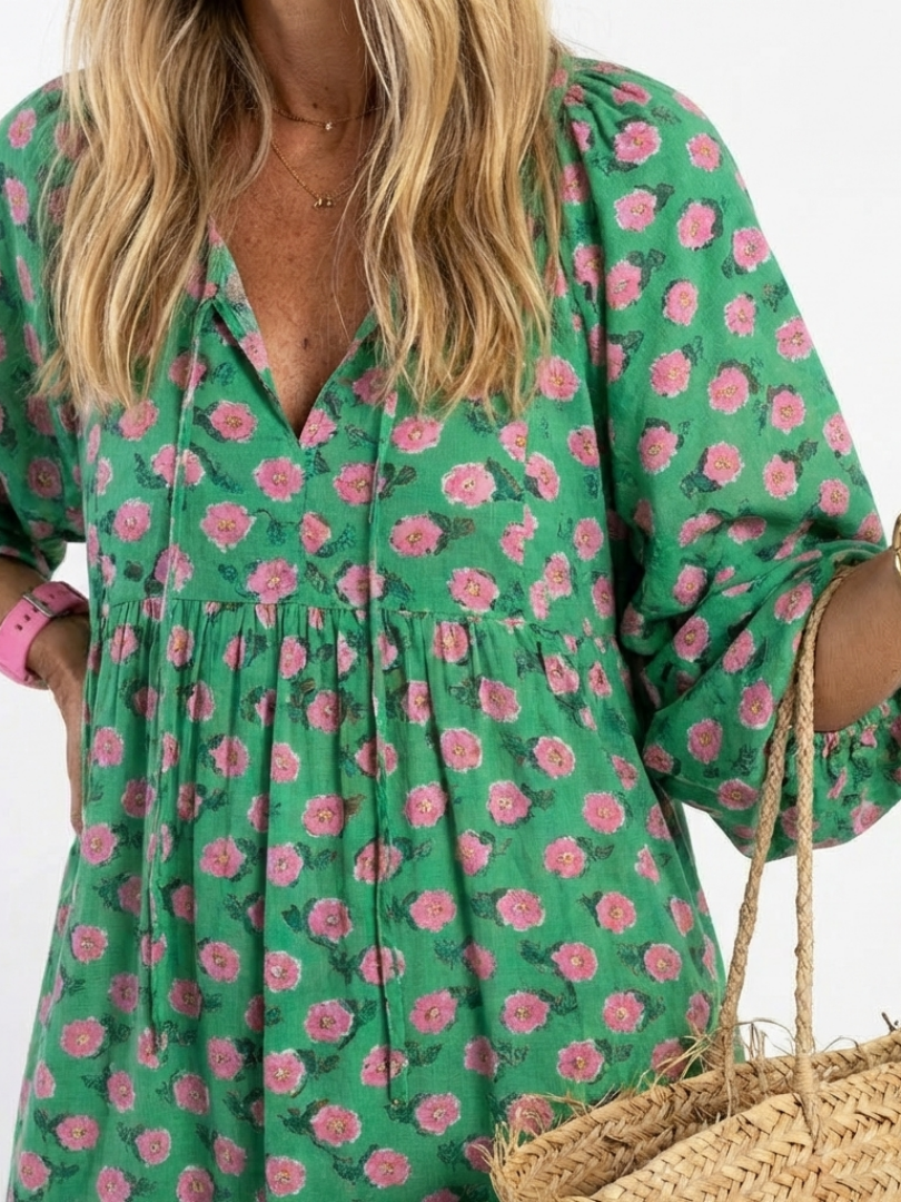 Kelora – Robe midi à imprimé floral à étages