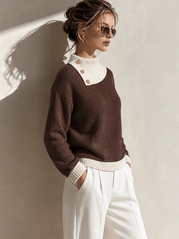 Calira – Pull en tricot à col asymétrique
