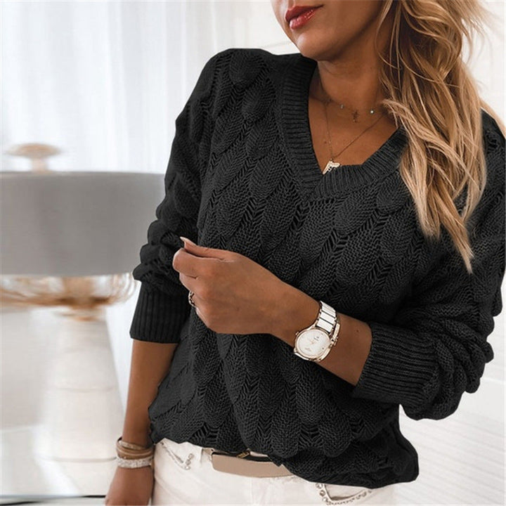 Virela – Pull col V en maille ajourée