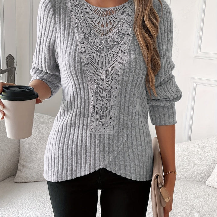 Nivara – à col rond avec dentelle, en tricot, t-shirt