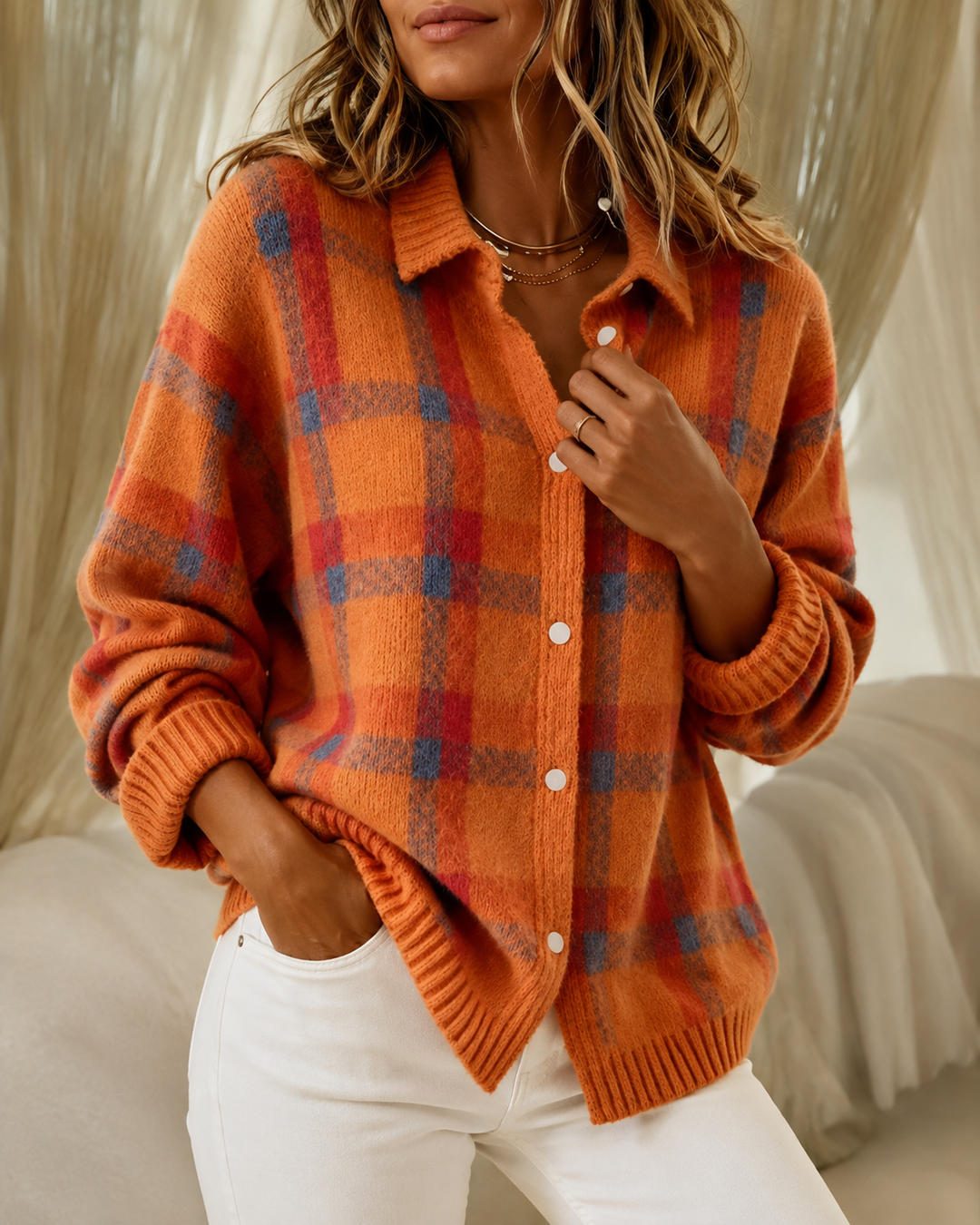 Novira – Pull en maille à carreaux