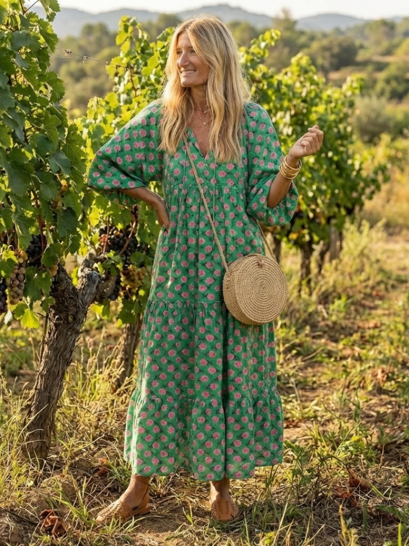Kelora – Robe midi à imprimé floral à étages