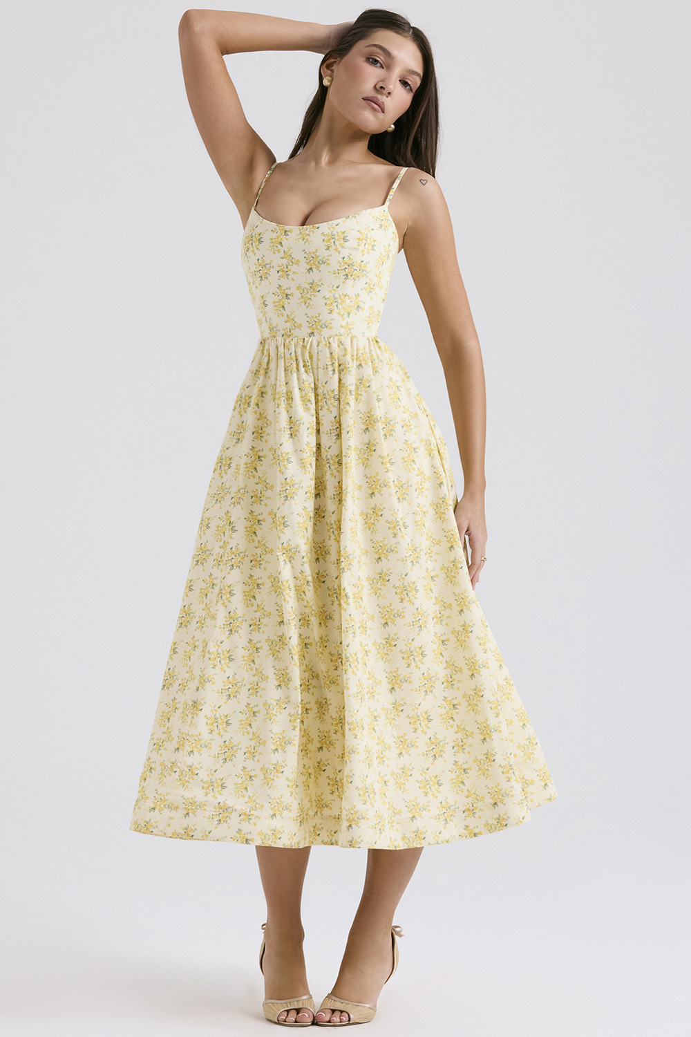 Nolara – robe midi tissée style corset