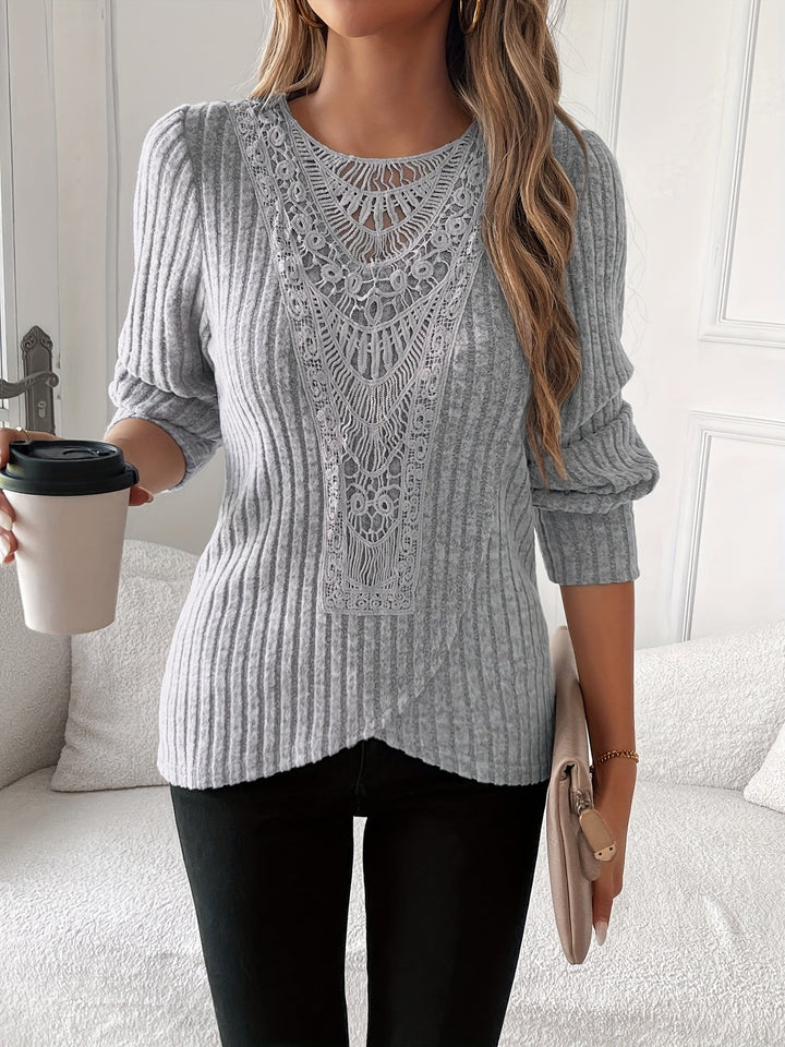 Nivara – à col rond avec dentelle, en tricot, t-shirt