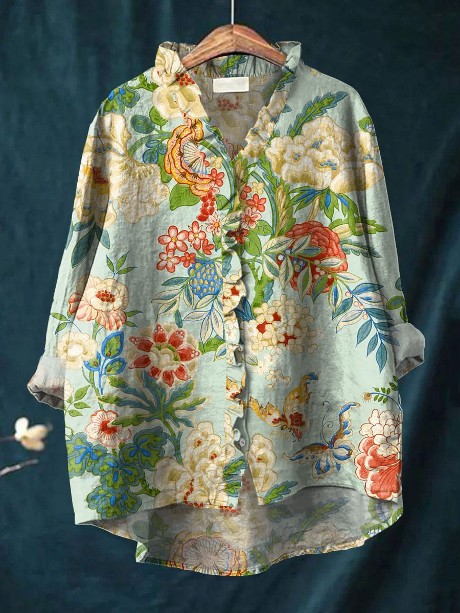 Cirela – col à volants et imprimé floral – blouse