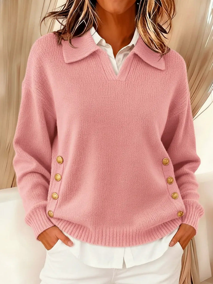 Navira – Pull à col polo boutonné sur le côté