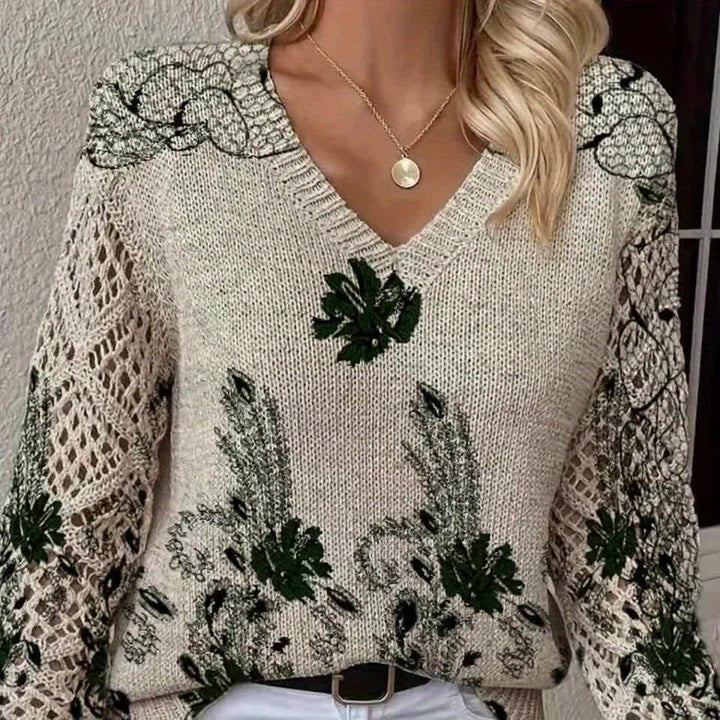 Aunira – Pull en tricot à motif floral