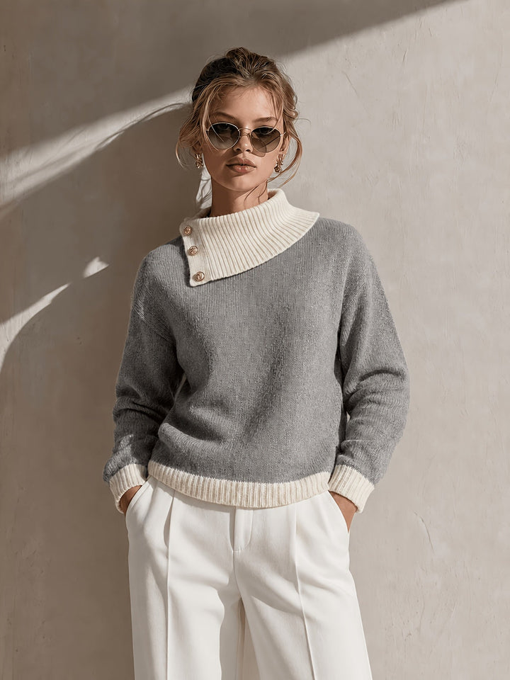 Calira – Pull en tricot à col asymétrique