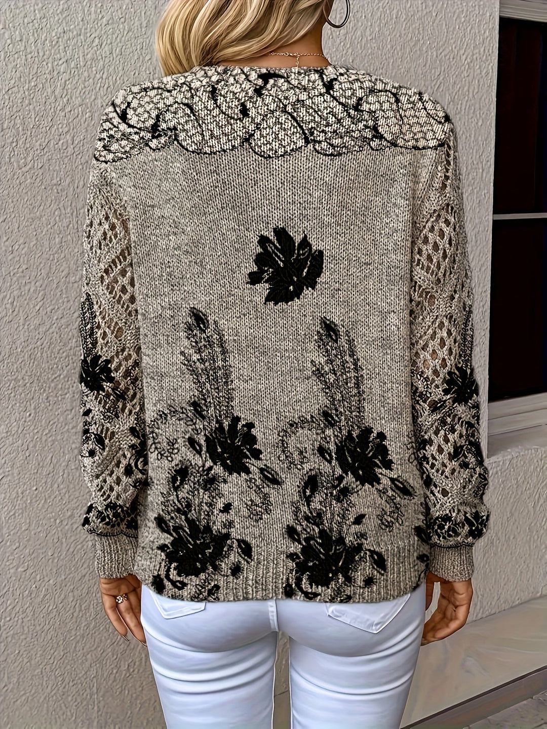Aunira – Pull en tricot à motif floral