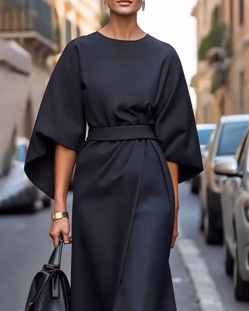 Mireva – Robe tissée à manches lanterne