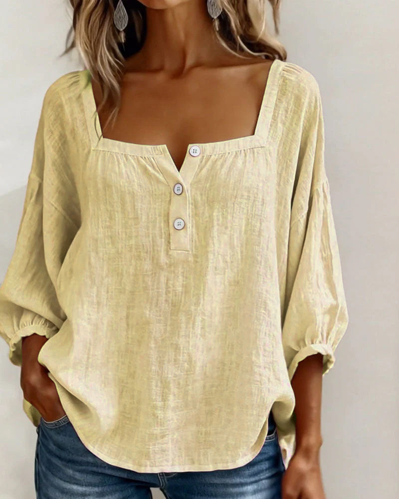 Sivara – décolleté carré en mélange coton-lin, blouse