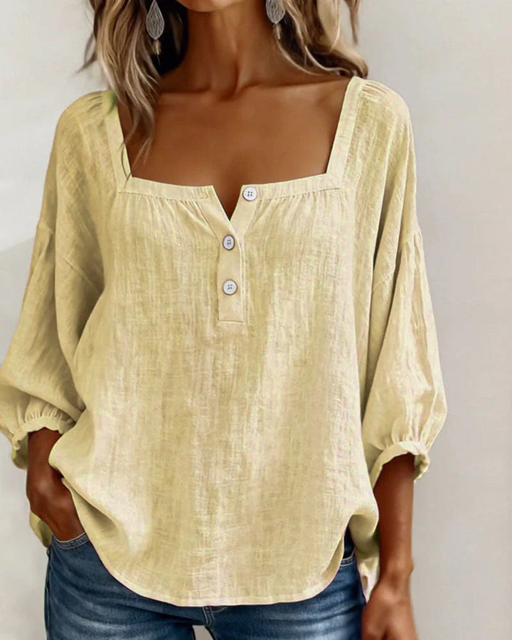 Sivara – décolleté carré en mélange coton-lin, blouse