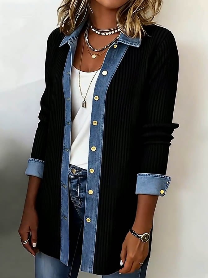Kivara – Veste tissée en patchwork contrasté