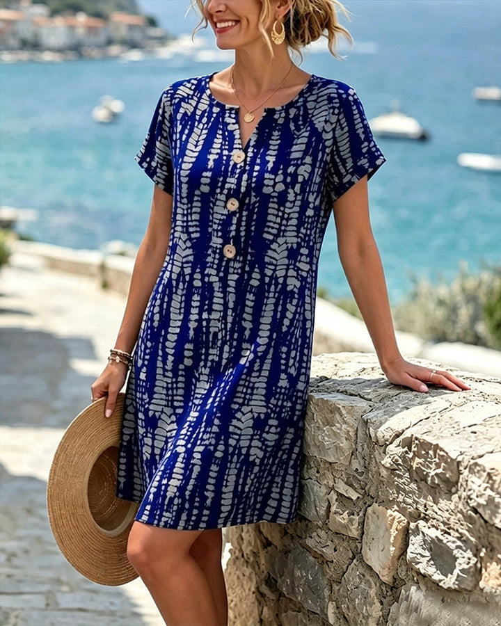 Mevara – Robe imprimée à patte de boutonnage