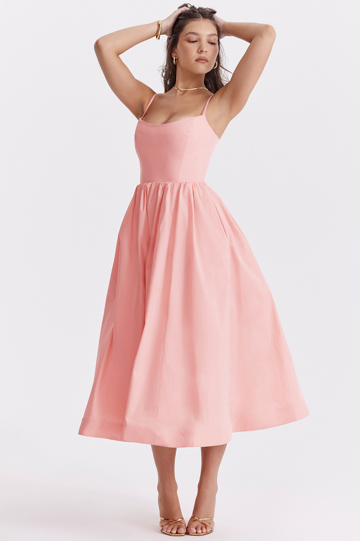 Nolara – robe midi tissée style corset