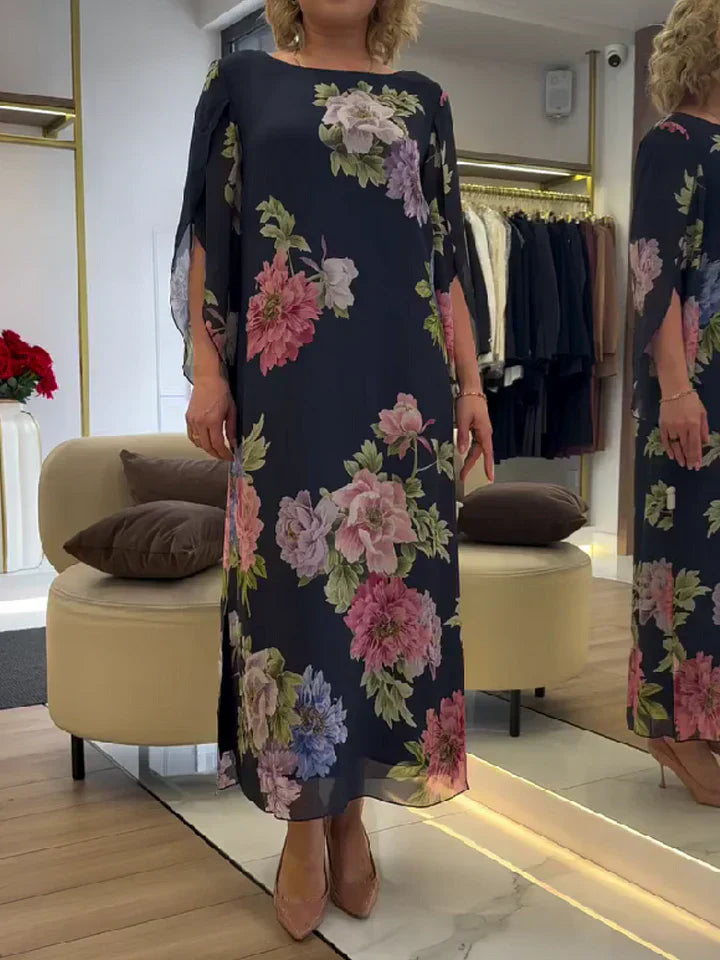 Calira - Side-Slit Chiffon Maxi Dress