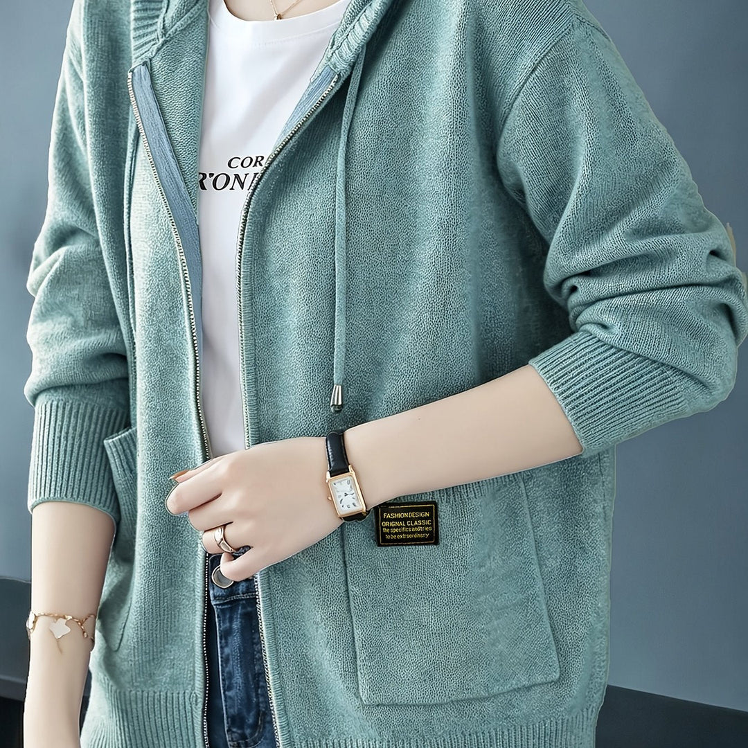 Rilena – à capuche avec cordon de serrage en maille de viscose, cardigan