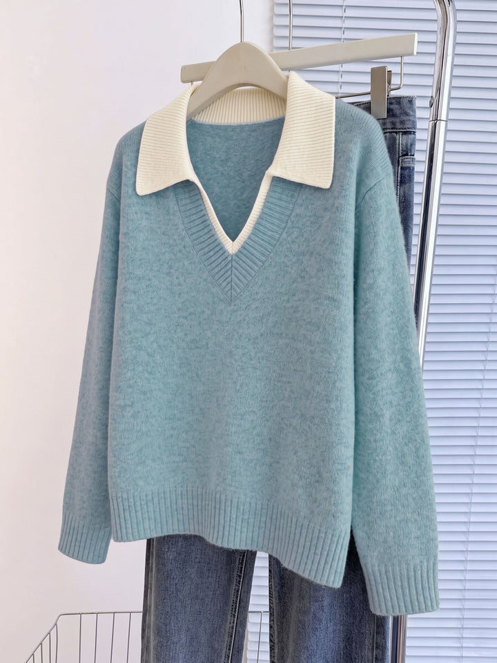 Cirelle – Col contrasté à double épaisseur en tricot, pull
