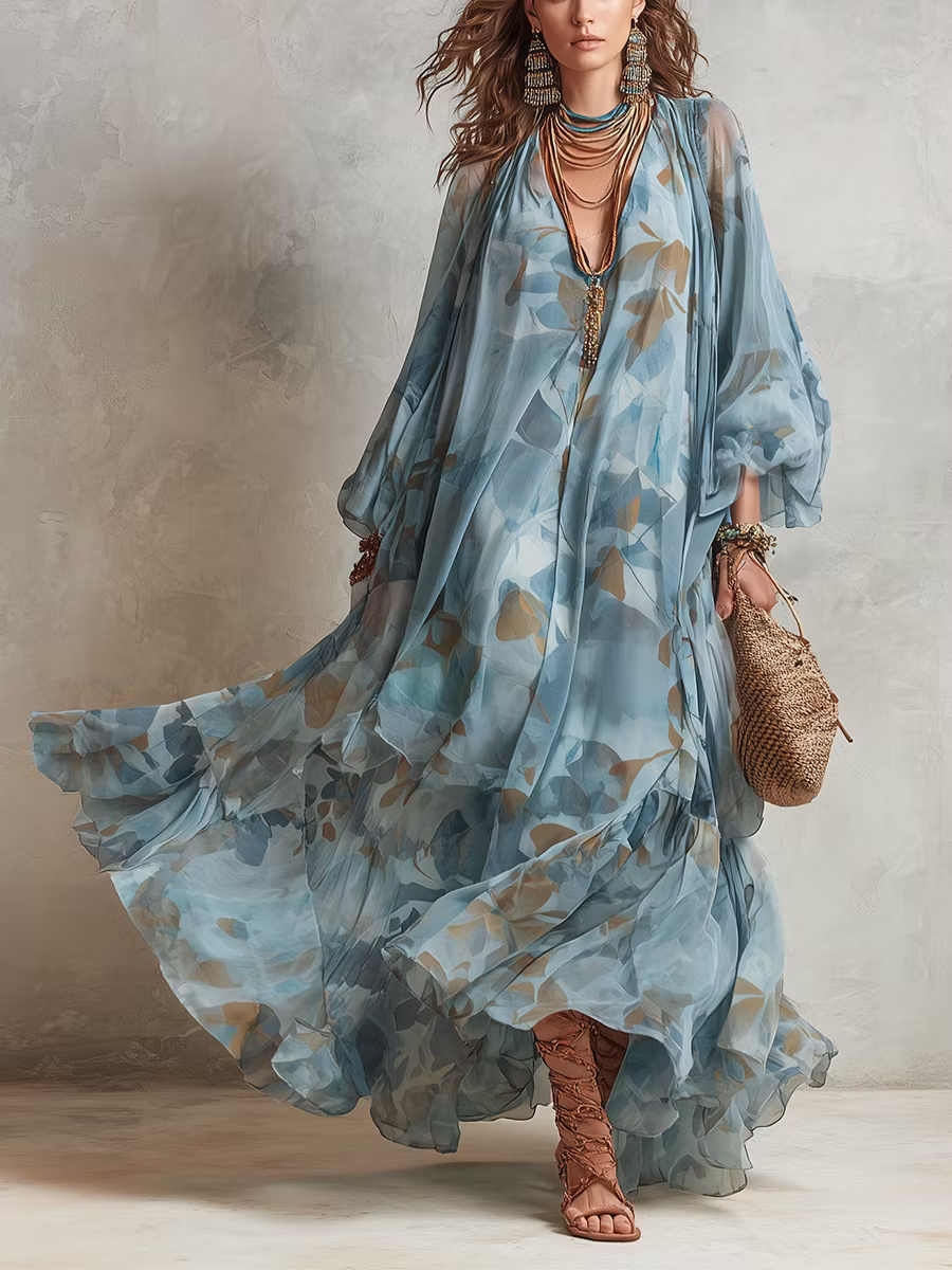 Avyra – Robe longue maxi en soie mélangée