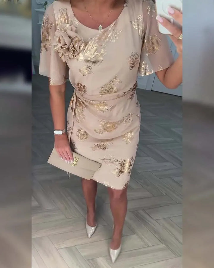 Renali – Robe en coton mélangé boutonnée à la taille