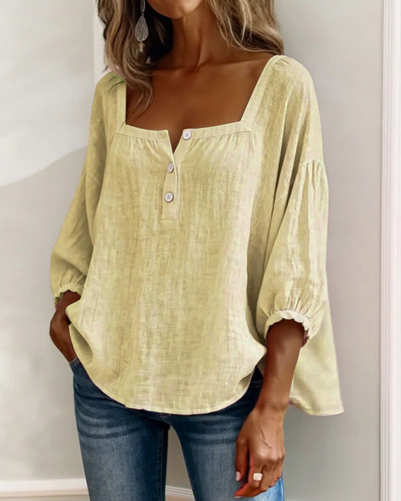Sivara – décolleté carré en mélange coton-lin, blouse