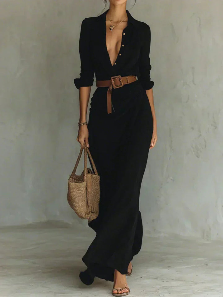 Sevra – robe maxi à ceinture