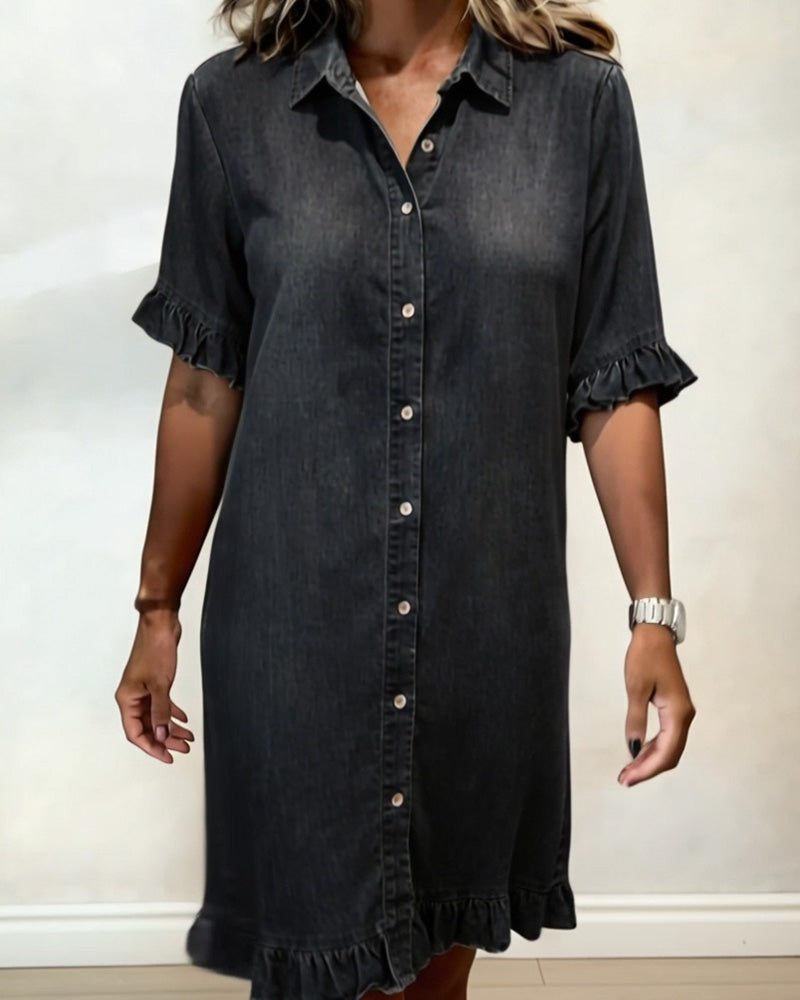 Kiraya – Robe en jean à manches volantées