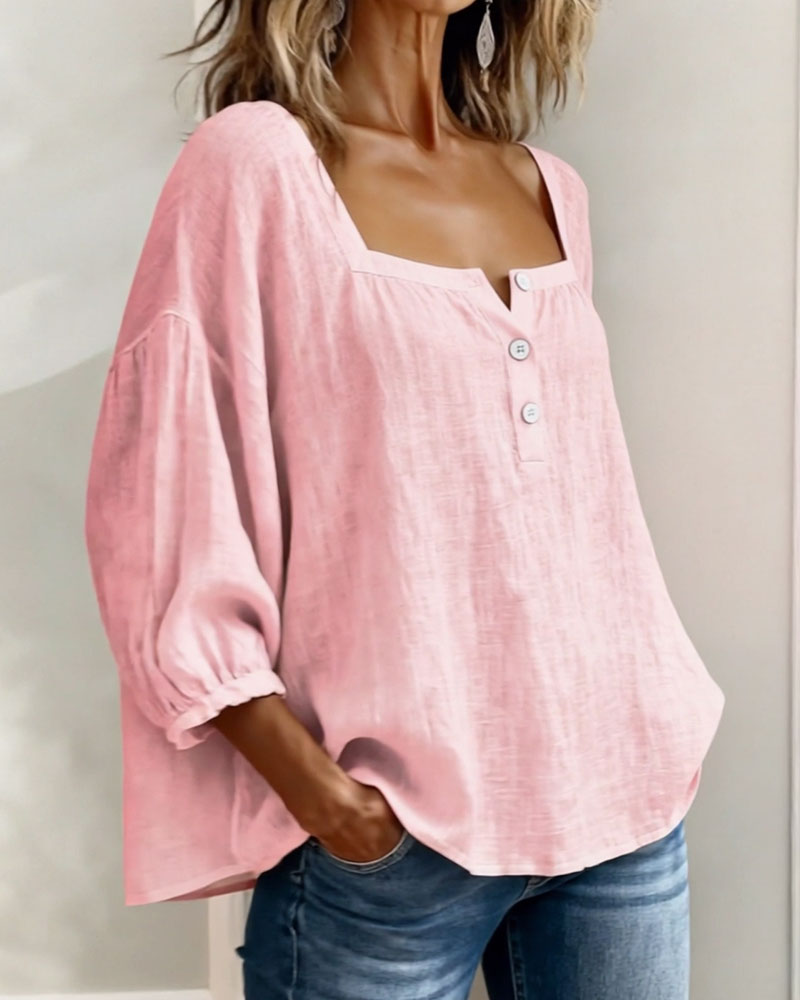 Sivara – décolleté carré en mélange coton-lin, blouse