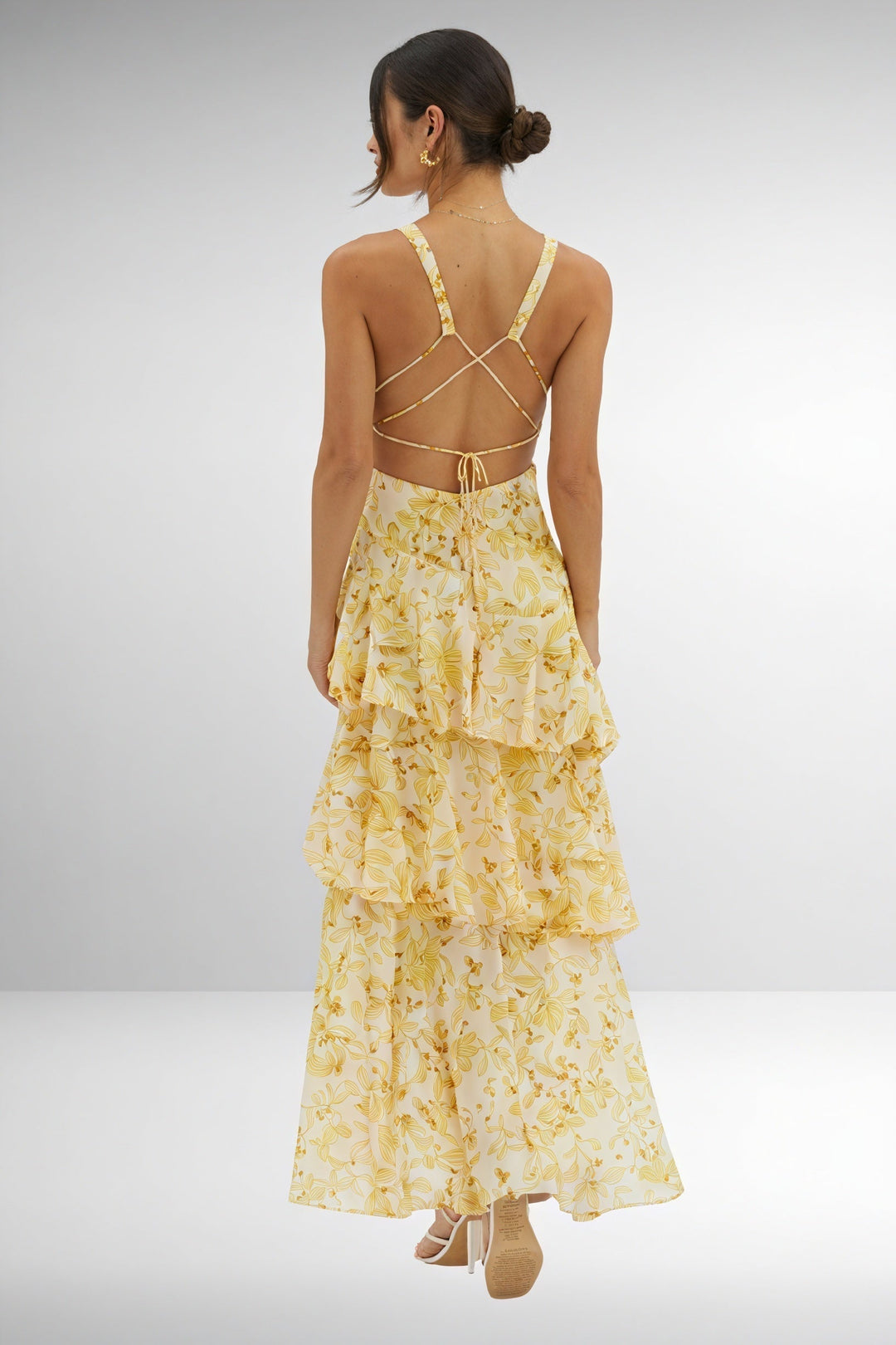 Luniva – Décolleté en V à imprimé floral, robe maxi