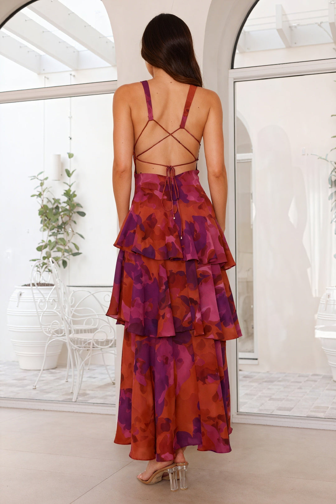 Luniva – Décolleté en V à imprimé floral, robe maxi